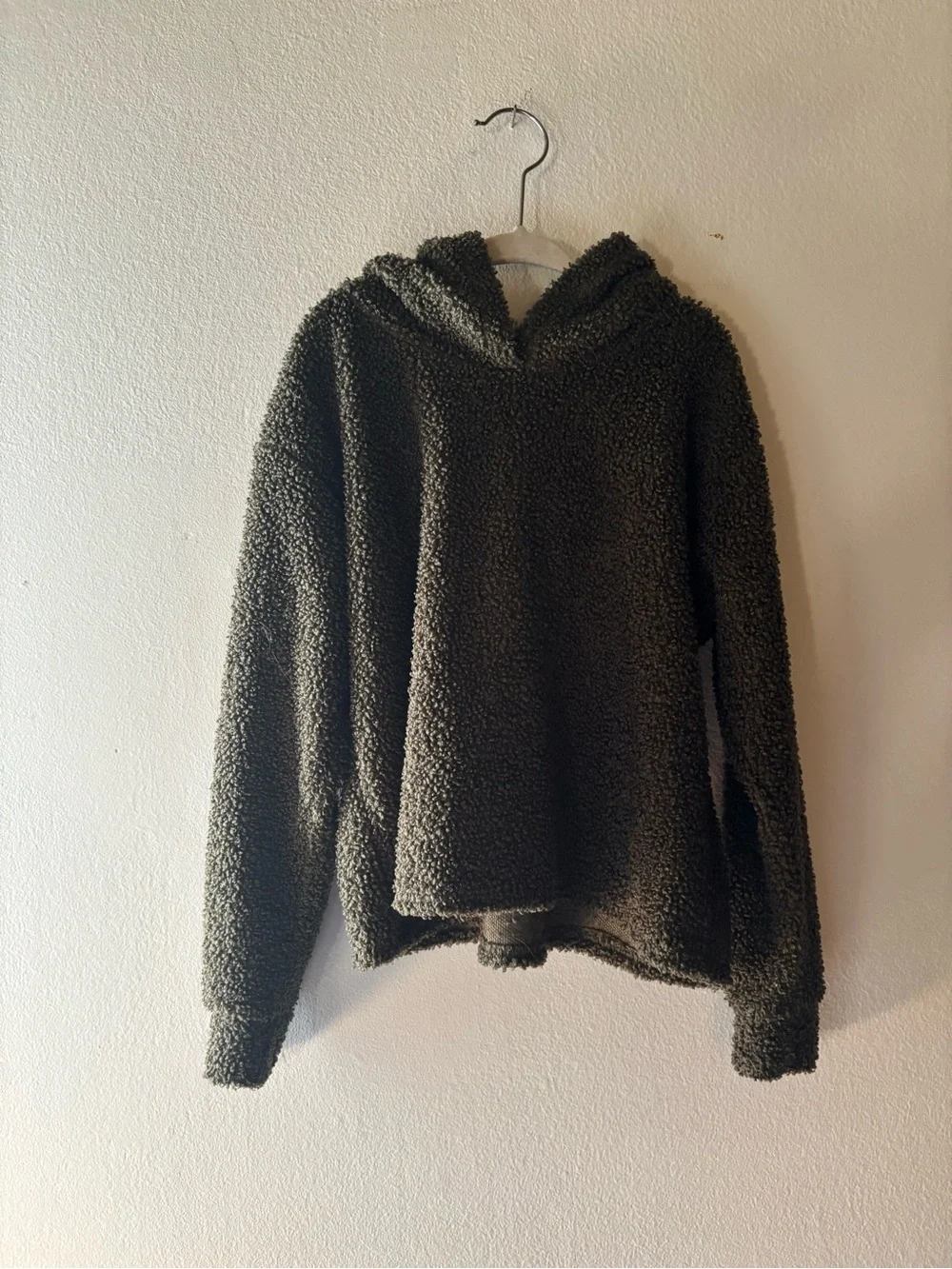 Kids Olive Sherpa Hoodie - Soft Fleece Pullover